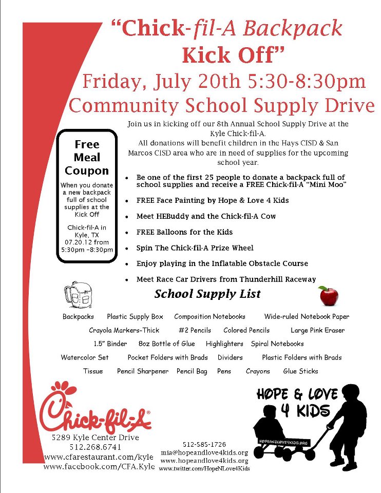 Chick-Fil-A Backpack Kickoff!