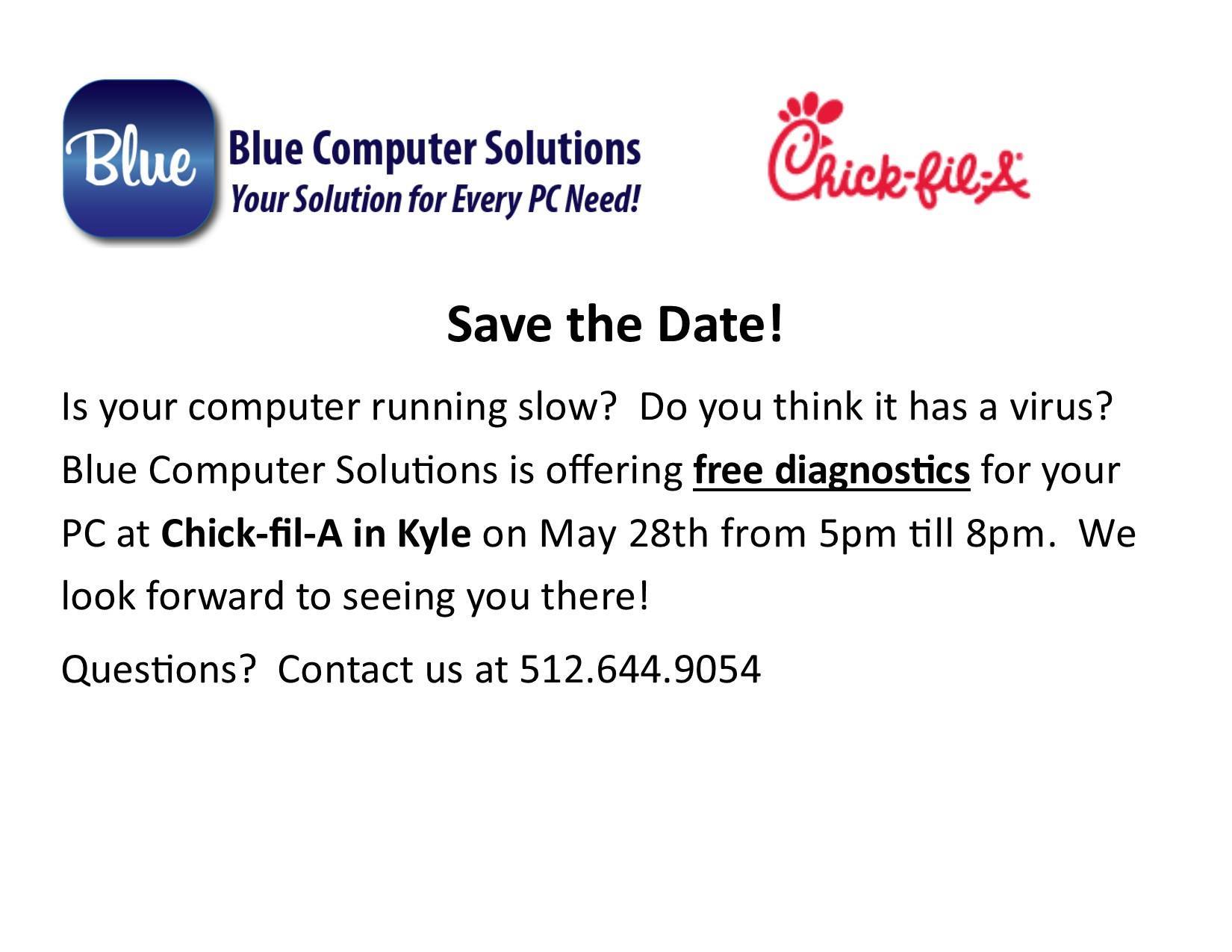 Blue Computers FREE Computer Diagnostics Event @ Chick-Fil-A