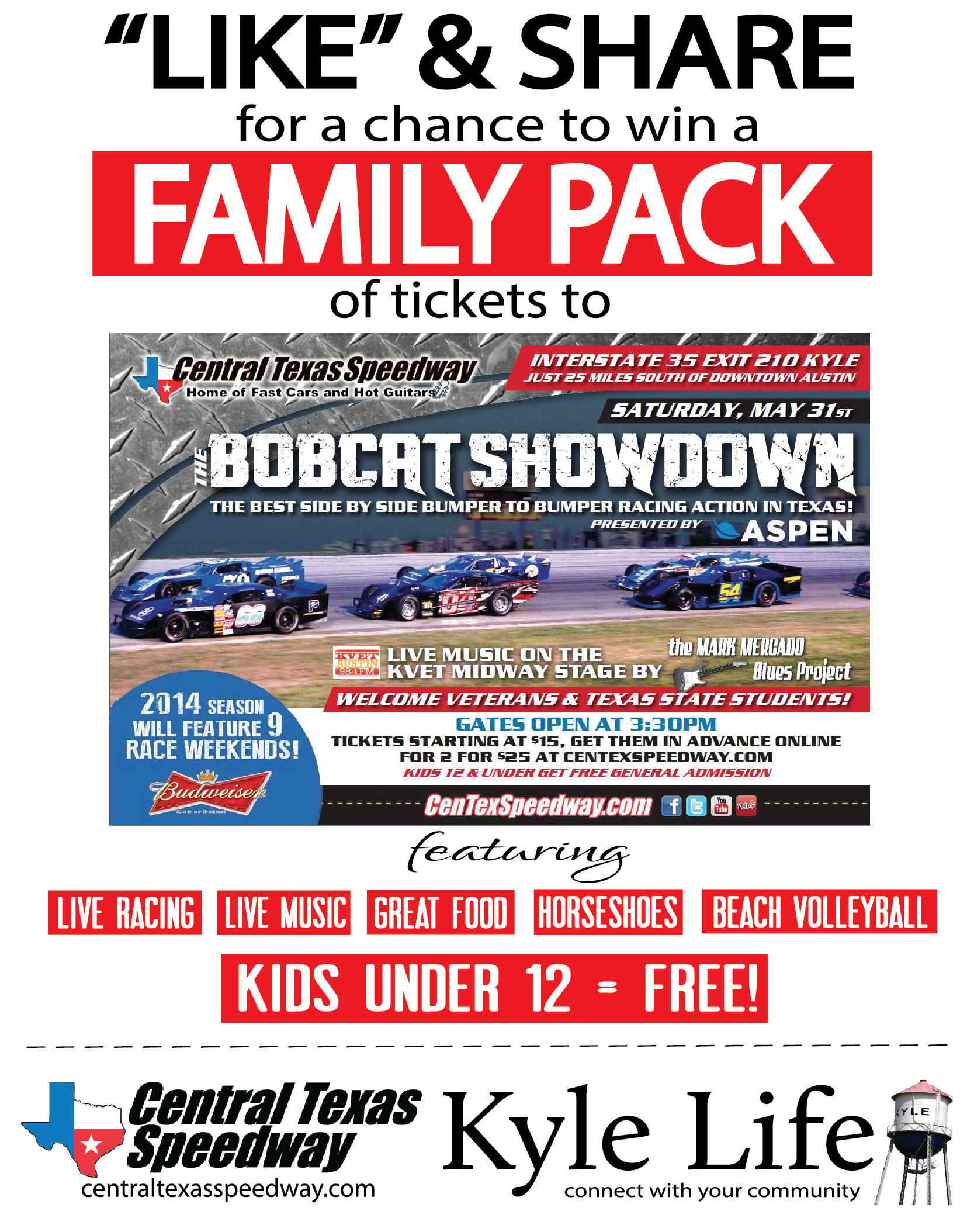 GIVEAWAY — Family Pack of Tickets to the Bobcat Showdown @ Central Texas Speedway!