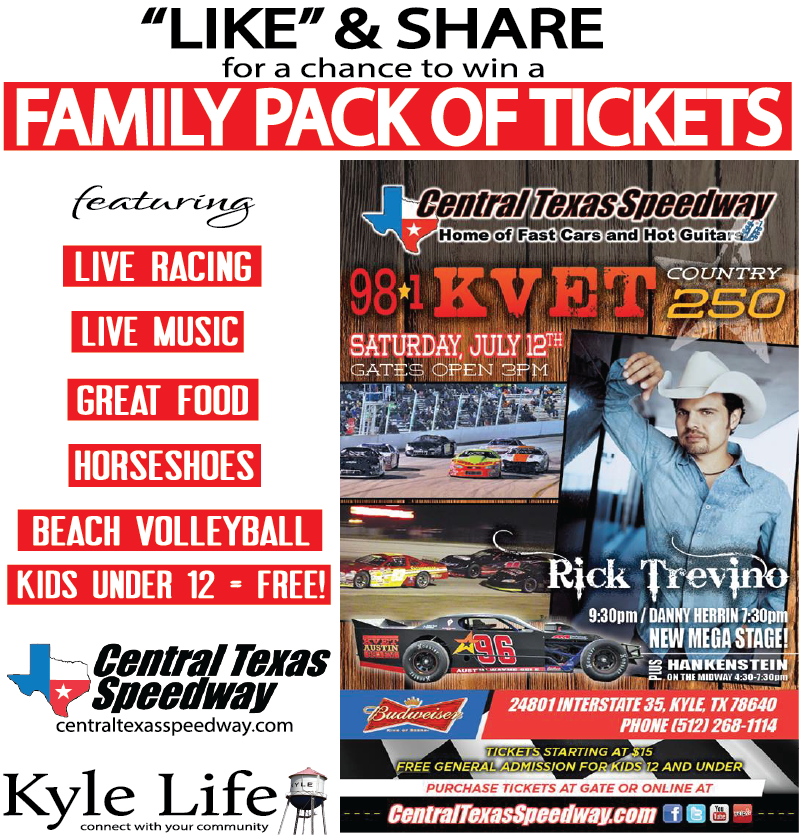 GIVEAWAY — Family Pack of Tickets to the KVET Country 250 @ Central Texas Speedway!