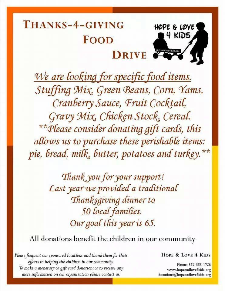 Hope & Love 4 Kids Thanksgiving Food Drive