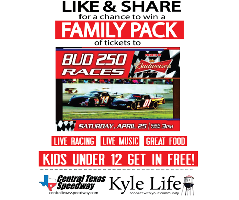 GIVEAWAY — Family Pack of Tickets to the Bud 250 Races @ Central Texas Speedway!
