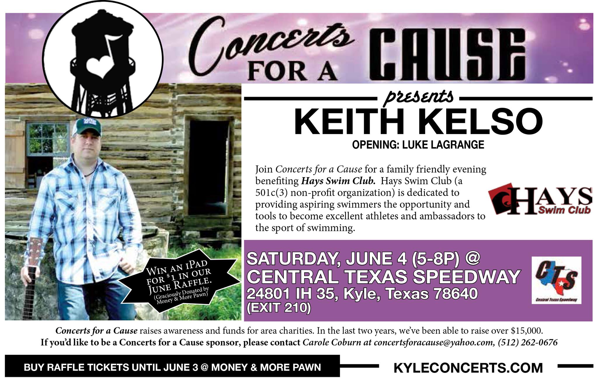 June’s Concert for a Cause, Benefiting the Hays Swim Club!